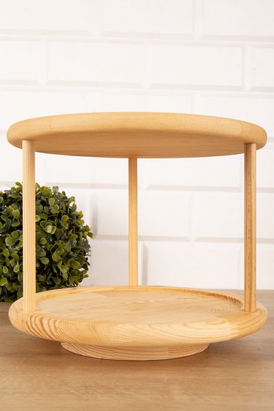 DNS HOME Natural Wooden Rotating Stand Spice Rack Stand Multi-Purpose Stand Presentation Organizer