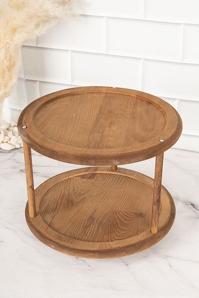 DNS HOME Dark Natural Wooden Rotating Stand Spice Rack Multi-Purpose Stand Presentation Organizer