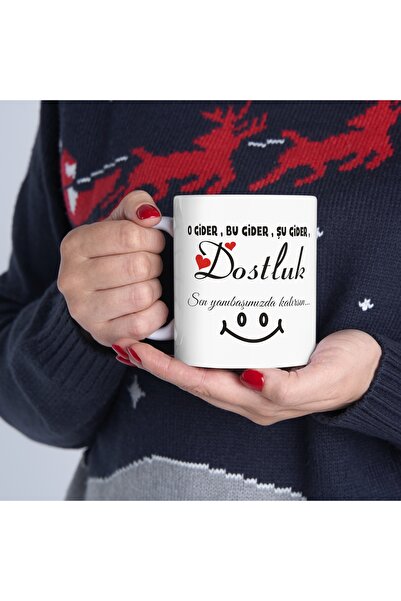 yüksel34 Dostluk Mesajı Yazılı Arkadaşa Dosta Hediye Bardak , 2 renk seçenekl...