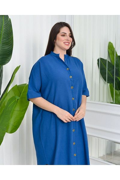 CİXAPLE Φόρεμα Casual Tunik πουκάμισο από λινό