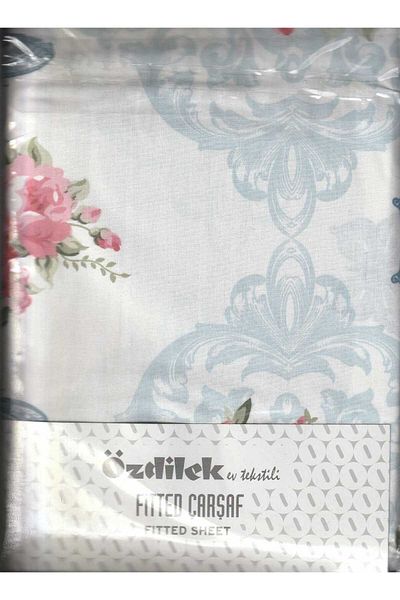 Özdilek 100% Cotton Ranforce Double Sheet Set - Fitted Elastic Padded Blue Rm645