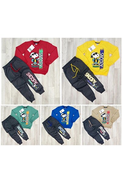 Lunays Snoopy Baskılı Erkek Cepli 2 li Takım Mavi Renk