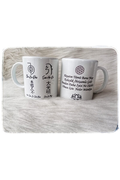 Zeyn Çift taraflı reiki master sembol accessbars porselen kupa bardak