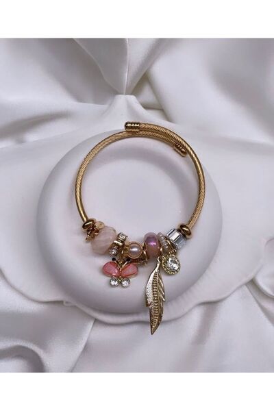 Accessories Kelebek Charmlı Çelik Bileklik