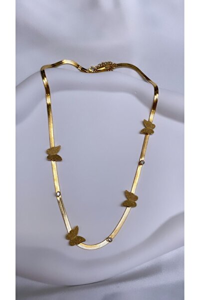 Accessories Gold Renk Çelik Kelebek Kolye