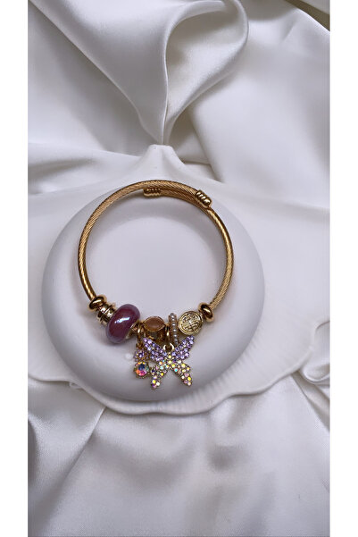 Accessories Kelebek Carmlı Gold Renk Bileklik