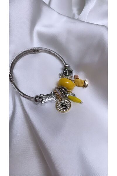 Accessories Gümüş Renk Kaktüs Charmlı Çelik Bileklik