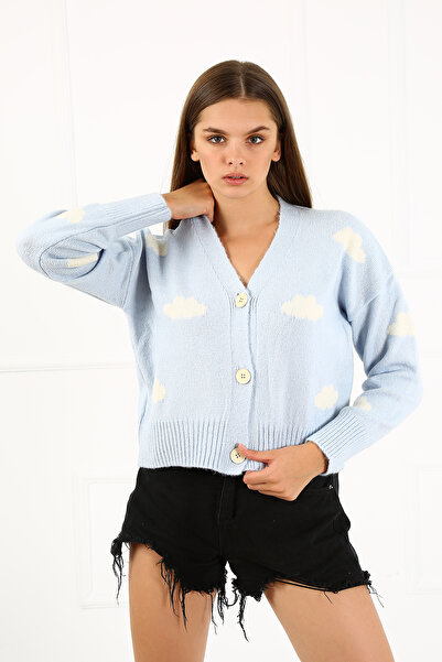 SARİTA MODA Cloud Pattern Women's Knitwear Cardigan