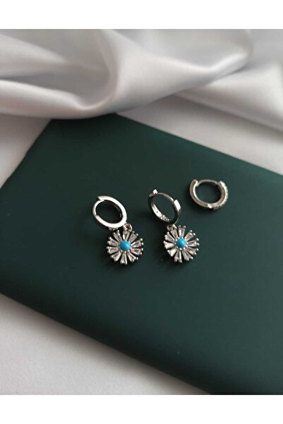 Simge Gümüş Zircon Baguette Jewelled Daisy Earrings