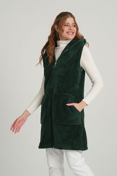 MODA VUSLAT Emerald Green Long Fleece Vest