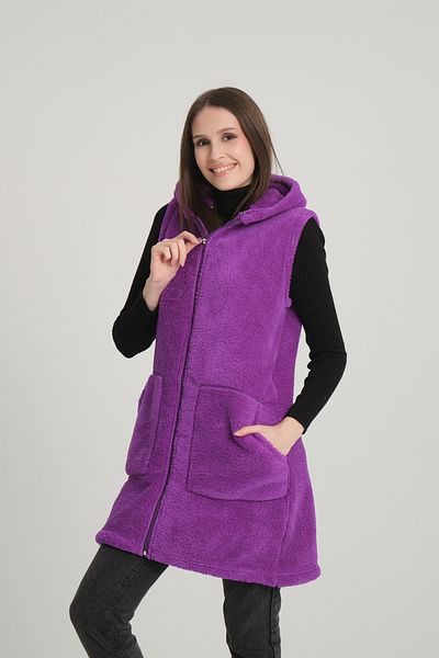MODA VUSLAT Women's Purple Long Zipper Vest