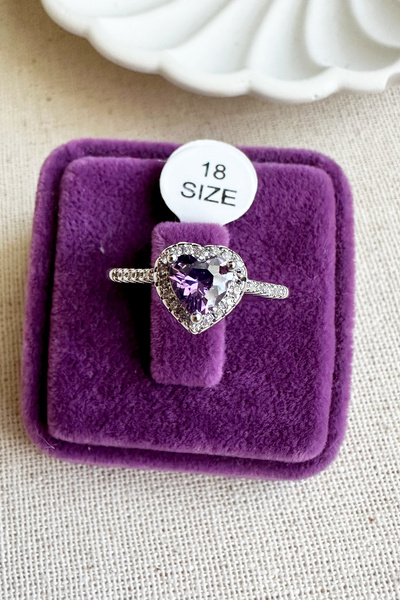 MODA Caprea Steel Heart Single Stone Women's Ring Women's Silver Color Ring