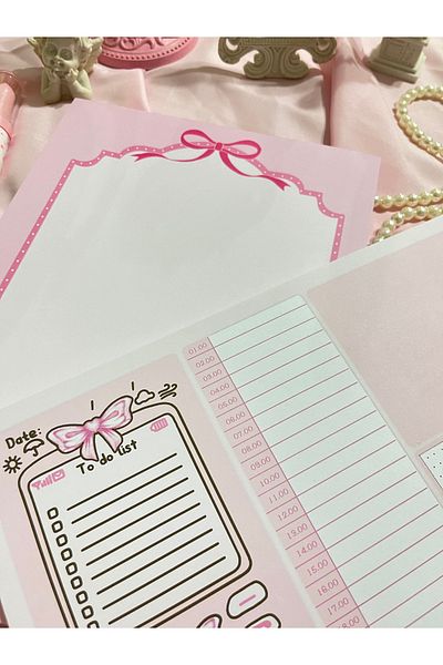 merccuri crafts Set of 2 glue a4-a4 notepad planner notebook coquette cottagecore