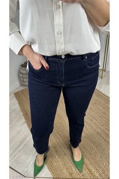 Muaz Women's Zr Model Lycra Navy Blue Mid-Waist Jeans (ONE SIZE SMALL Received)