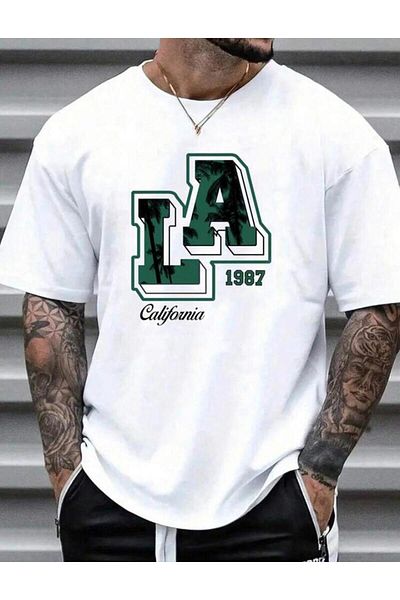 khufu ΛΕΥΚΟ LA CALIFORNIA εμπριμέ μπλουζάκι Oversize