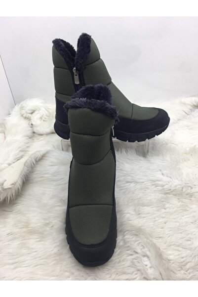 casso KAYMAZ KAUÇUK TABAN FERMUARLI KOLAY GİYİM SU GEÇİRMEZ PARAŞÜT KUMAŞ İÇİ YÜNLÜ KADIN KARBOTU