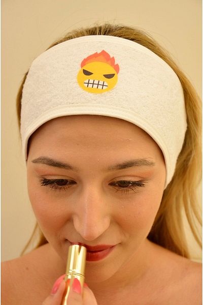 Esdense عصابة رأس من Emoji Towel Hair Band من القطن العادي مع شريط فيلكرو رياضي، عصابة رأس قناع، عصابة رأس للعرق