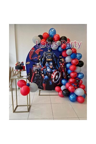 LOTUS PARTY 50 Pieces - Spiderman Themed Balloon Chain Set (Navy Blue - Red-g...
