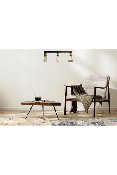 RİOLİGHT 3XE27 Rustic Vintage Modern Antique Ceiling Chandelier with Lampholder and Row - Length: 60cm