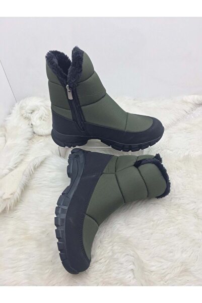 casso KAYMAZ KAUÇUK TABAN FERMUARLI KOLAY GİYİM SU GEÇİRMEZ PARAŞÜT KUMAŞ İÇİ YÜNLÜ KADIN KARBOTU