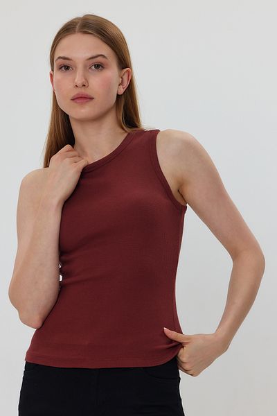 segrock Γυναικεία Μπλούζα Καφέ με γιακά Halter Twill Crop