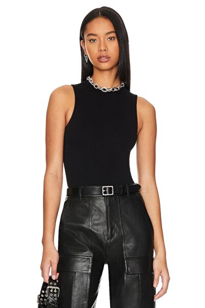 zaccana z Дамски черен боди от копринен джърси с нулев ръкав