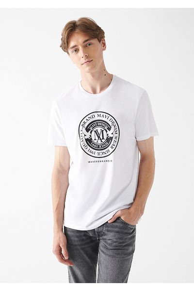 Mavi Λογότυπο Λευκό T-Shirt Slim Fit / Slim Fit 065168-620