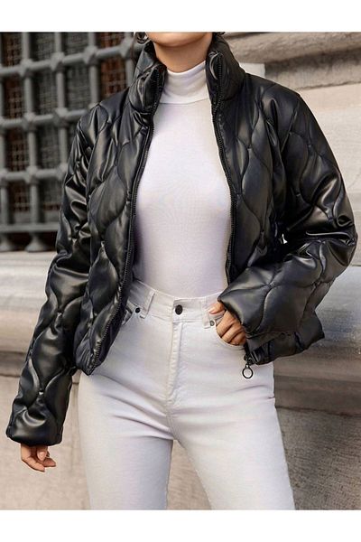 Unique Style Imported Fabric Quilted Women's Zip Coat