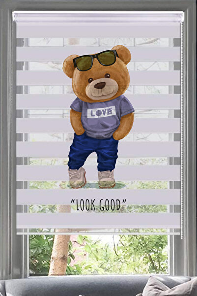 Lotus Teddy Zebra Stor Perde- Brillant- Çocuk Odası -Anasınıfı- Genç Odası- Salon -Teddy Bear Hiphop