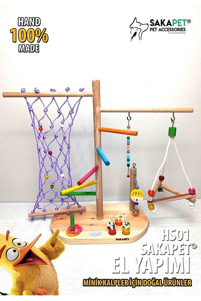 SAKAPET Hs01 Model Bird Play Platform - with Climbing Rope and Brain Game