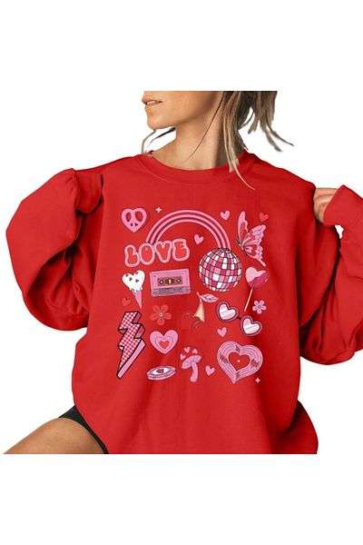 MAGORS STYLE-X VALENTINE'S DAY SPECIAL LOVE PRINTED, CYCLED NECK, COTTON, OVERSIZE SWEATSHIRT