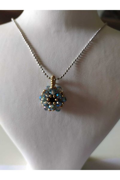 Sam Cevşen Necklace with Chain / Handcrafted Crystal Bead Knitted /