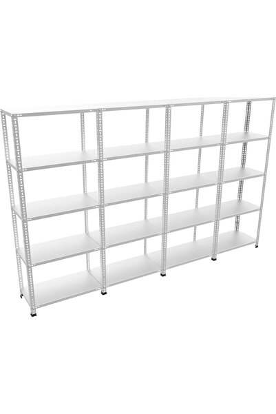 Galvanizraf Çelikrafburada 43x372x250 5 Katlı 4 Lü Bitişik Galvaniz Çelik Raf...