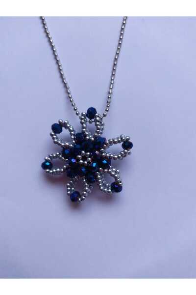 Sam Snowflake Cevşen Necklace - Chained / Handcrafted Crystal Bead Knitted /