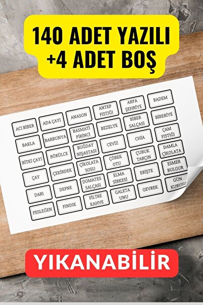 Wicopy Kuruyemiş Baharat Bakliyat Kavanoz Etiketi 144 ADET YIKANABİLİR