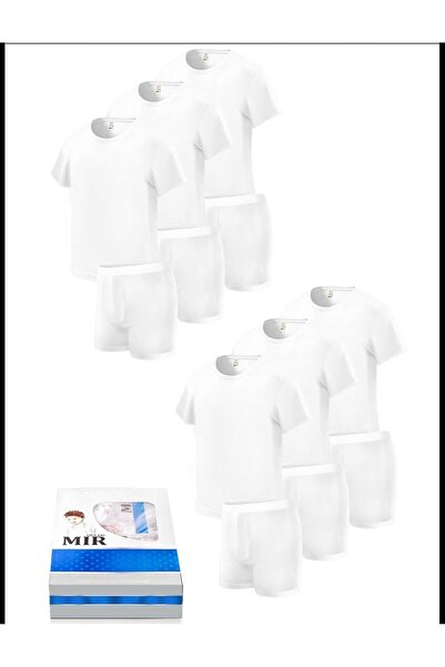 skycott 6-компонентен комплект от памучна тениска с къс ръкав и боксерки за м...