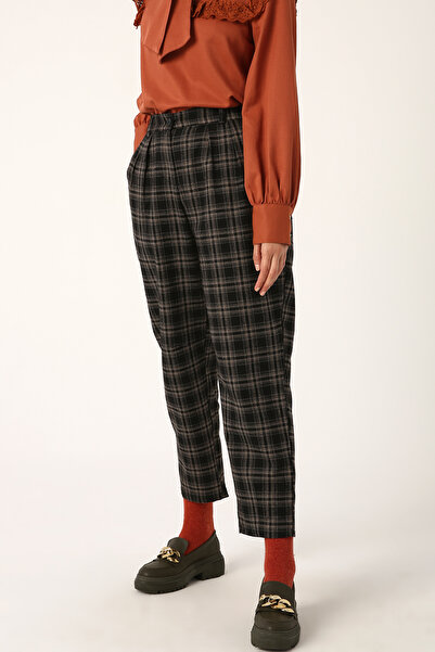 ALLDAY Černo-norkové kostkované plisované kalhoty