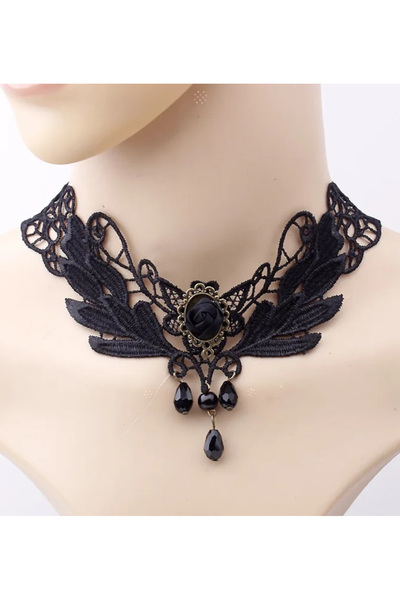 Modaadresiniz قلادة من الدانتيل القوطي نموذج جناح الملاك تشوكر