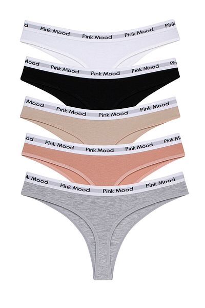 pink mood 5' Waistband, Elastic Cotton Thong