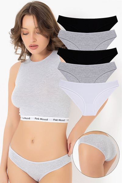 pink mood Pachet de chiloți din bumbac de 5 pi