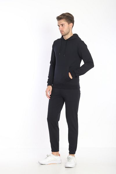 NEED LİFE Men's Navy Blue Daily Hooded Kangaroo Pocket Sweat Tracksuit Set