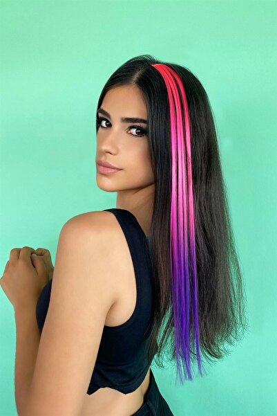 AKOLİFE Postă de păr cu fixare laterală de culoare neon, culoare verde ondula...