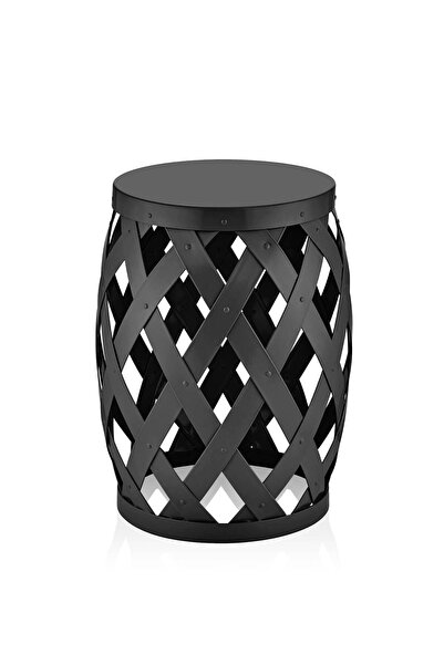 The Mia Prizma Tabure & Yan Sehpa Siyah 50x35 cm