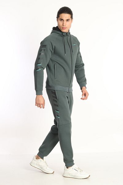 NEED LİFE Men's Petrol Winter Cotton Print Detailed Tracksuit Set