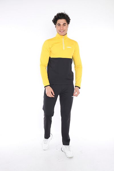 NEED LİFE Men's Yellow Diver Fabric Half Zip Slim Fit Tracksuit Set