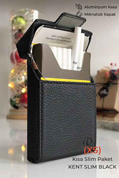 CIGBOXTR Deri Sigara Çantası - (XS) Kısa İnce Slim - Aluminyum Kasa - Mıknatı...