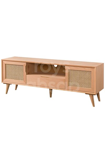 ROYS AHŞAP 4563 Masif Ham 160 Cm Retro Hasırlı Tv Ünitesi