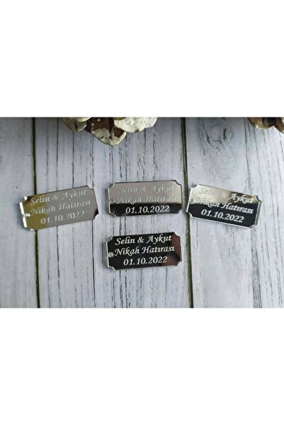 GÜVEN Pleksi Lazer Kesim Künye Etiket Isim Nişan Doğum Delikli 25 Adet Gümüş ...