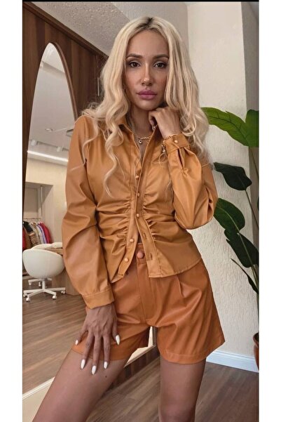 M&N Turuncu Deri Şort