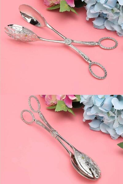 BİTERSE Retro Model Presentation Spoon Salad Spoon Cake Spoon and Serving Set - 2 Pieces
